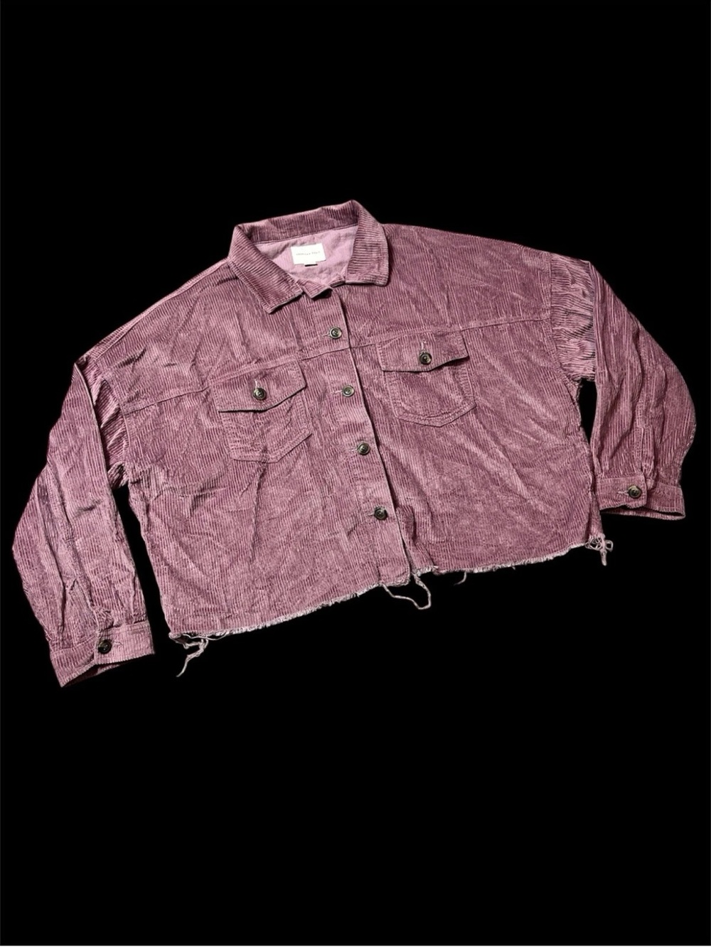 American Eagle Corduroy Frayed Cropped Women’s Button Up Shirt Shacket XL